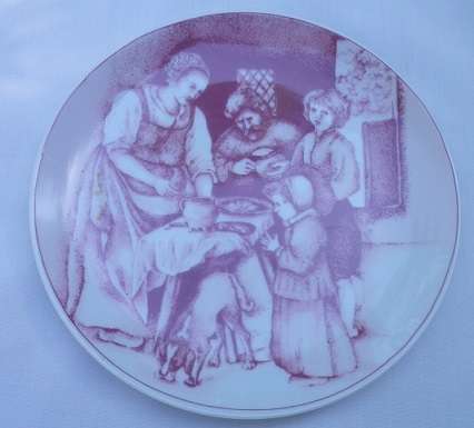 LOVELY PINK Delft Ouden Molen Fabriek Special Limited Edition round  Plate "SAYING GRACE"