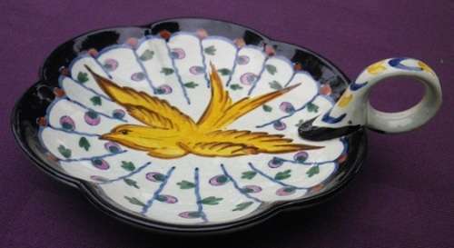 UNUSUAL "ROYAL ZUID HOLLAND" GOUDA HANDPAINTED CANDY DISH. SWALLOW DESIGN.