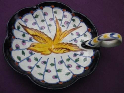 UNUSUAL "ROYAL ZUID HOLLAND" GOUDA HANDPAINTED CANDY DISH. SWALLOW DESIGN.