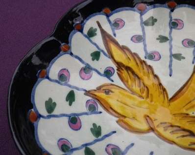 UNUSUAL "ROYAL ZUID HOLLAND" GOUDA HANDPAINTED CANDY DISH. SWALLOW DESIGN.