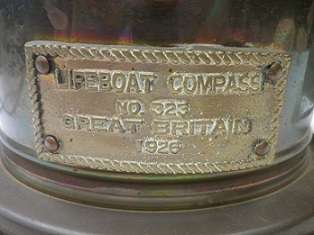 RARE BRASS LIFEBOAT (BINNACLE) COMPASS. NO; 323 GREAT BRITAIN, 1926. ELECTRIFIED