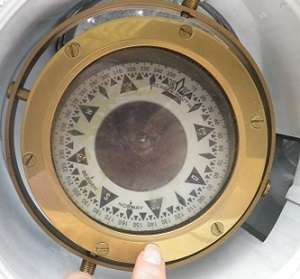 RARE BRASS LIFEBOAT (BINNACLE) COMPASS. NO; 323 GREAT BRITAIN, 1926. ELECTRIFIED