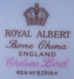 EXQUISITE, RARE ROYAL ALBERT BLUE 'CHELSEA BIRD"  CAKE PLATE. Reg. No: 839184 MINT CONDITION