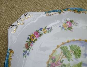 EXQUISITE, RARE ROYAL ALBERT BLUE 'CHELSEA BIRD"  CAKE PLATE. Reg. No: 839184 MINT CONDITION