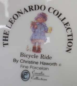 CHARMING & WHIMSICAL 'THE LEONARDO COLLECTION' DISPLAY PLATE.'BICYCLE RIDE' by Christine Hawthorn