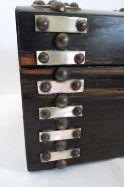 PRETTY c1890's WOODEN CARD/LETTER BOX with beautiful mother-of-pearl detail. 20x10x10cm