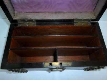 PRETTY c1890's WOODEN CARD/LETTER BOX with beautiful mother-of-pearl detail. 20x10x10cm