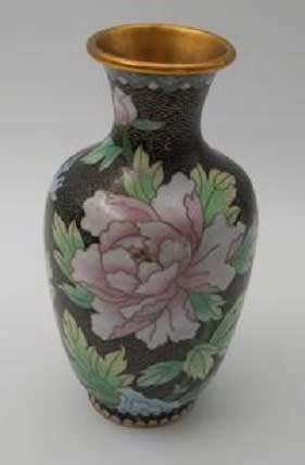 Vintage Chinese Cloisonne floral vase. 20cm.. Excellent Condition