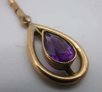 9ct gold, amethyst and seed pearl art deco style designer necklace. EXQUISITE