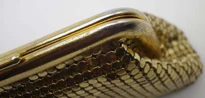 Vintage gold sequin clutch purse with diamante clasp. Made in USA