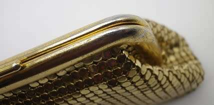 Vintage gold sequin clutch purse with diamante clasp. Made in USA