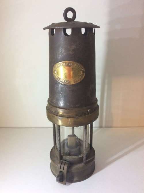 Vintage British mining safety lamp. Pattersons Lamps Ltd. Gateshead-on-Tyne