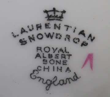 RARE 1940s ROYAL ALBERT "LAURENTIAN SNOWDROP"  BONE CHINA TRIO