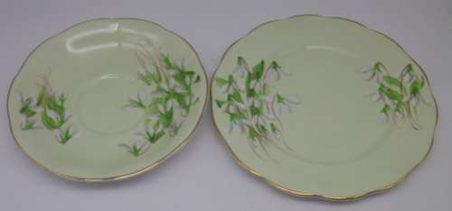 RARE 1940s ROYAL ALBERT "LAURENTIAN SNOWDROP"  BONE CHINA TRIO