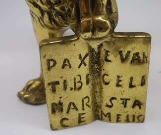 PAIR SOLID BRASS ANTIQUE c 1890s LIONS OF ST MARK 3,1 kg 20 x12 x 8cm