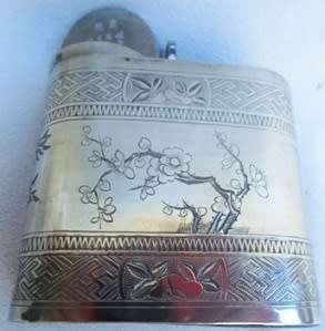 Antique Chinese/South East Asian white metal opium pipe