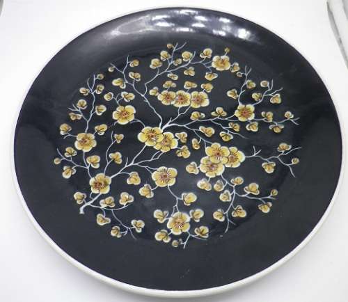 FOR HENDRE ONLY PLEASE! BLACK Royal Delft (De Porceleyne Fles) BLACK `scratch` Large Display Plate