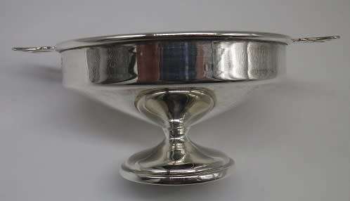 ART DECO 1930s Hallmarked Sterling Silver 2 handled bowl Warner Brothers Delhi India 5x12cm 73grms