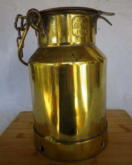 Large Vintage/Antique Milk Urn. Brassed metal.1 gallon Stamped with maker: H& H. 63cm