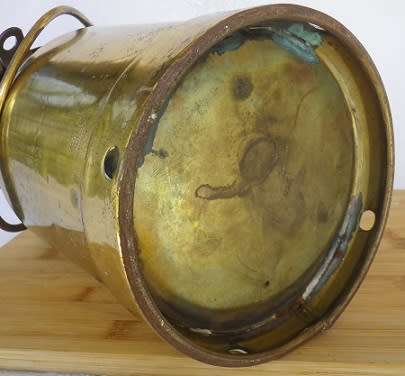 Large Vintage/Antique Milk Urn. Brassed metal.1 gallon Stamped with maker: H& H. 63cm