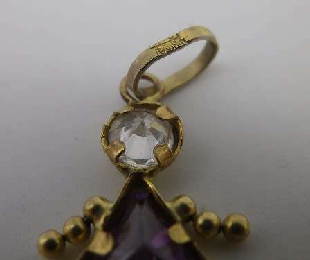 9ct gold Amethyst & Cubic Zirconia doll pendant or charm. Made in Italy