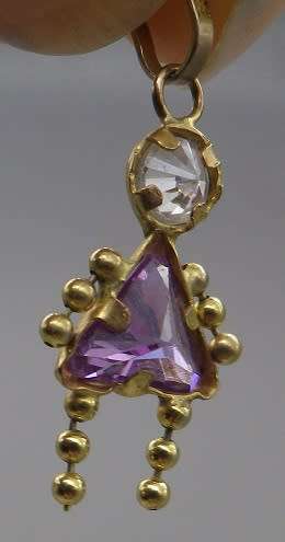 9ct gold Amethyst & Cubic Zirconia doll pendant or charm. Made in Italy
