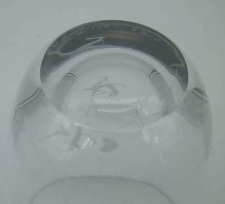 ORREFORS SWEDEN crystal vase c1935 Vicke Lindstrand .Etched with mother & child 11.5cm high Signed