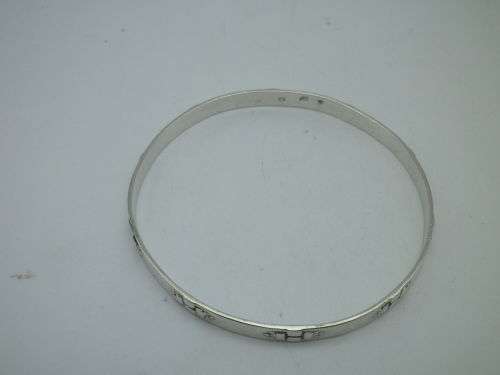 HALLMARKED VINTAGE SILVER BANGLE, Krakow Poland  WITH UNUSUAL DECORATION