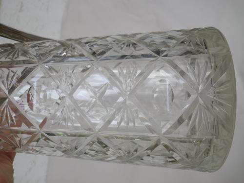 Vintage Silver plate and cut glass claret jug. 30cm tall