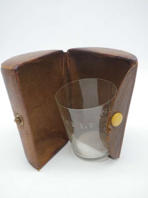 Vintage travelling medicine measure in leather case. Finnigans Bond Street, London