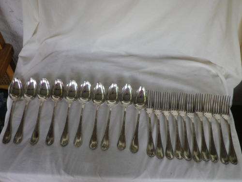 FOR JAQCO ONLY PLEASE!!! CHRISTOFLE, FRANCE 20 PIECE SILVER PLATED LARGE FORK & SPOON SET.BOXED