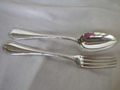 FOR JAQCO ONLY PLEASE!!! CHRISTOFLE, FRANCE 20 PIECE SILVER PLATED LARGE FORK & SPOON SET.BOXED