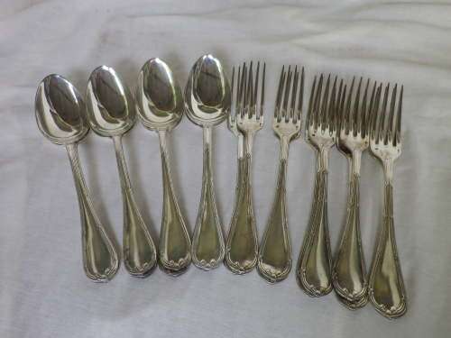 FOR JAQCO ONLY PLEASE!!! CHRISTOFLE, FRANCE 20 PIECE SILVER PLATED LARGE FORK & SPOON SET.BOXED
