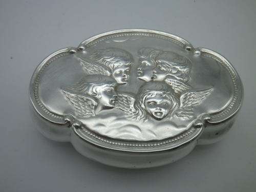 FOR NATALIE ONLY PLEASE 1901 Hallmarked Silver REYNOLDS ANGELS Trinket Box 75grms Henry Matthews