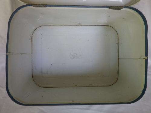 Fantastic! Vintage GOODHOPE WARE Large blue & white striped bread bin