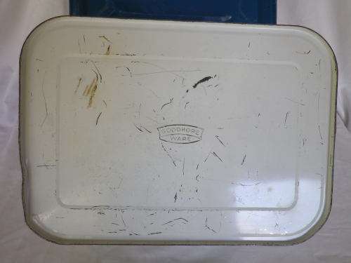 Fantastic! Vintage GOODHOPE WARE Large blue & white striped bread bin