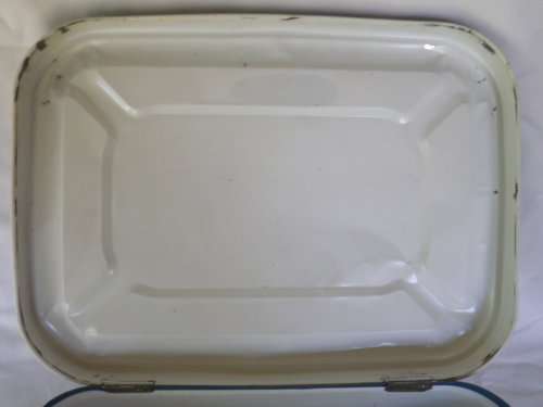 Fantastic! Vintage GOODHOPE WARE Large blue & white striped bread bin