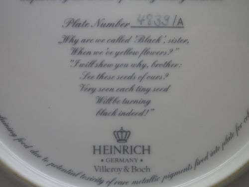 GORGEOUS & WHIMSICAL "The Black Medick Fairy" Display Plate Heinrich Germany Villeroy & Bosch