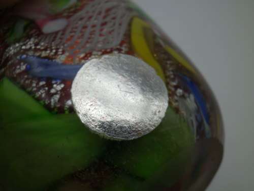 EXQUISITE VINTAGE MURANO Aventurine & Millefiori encased small vase Original label 6.3cm