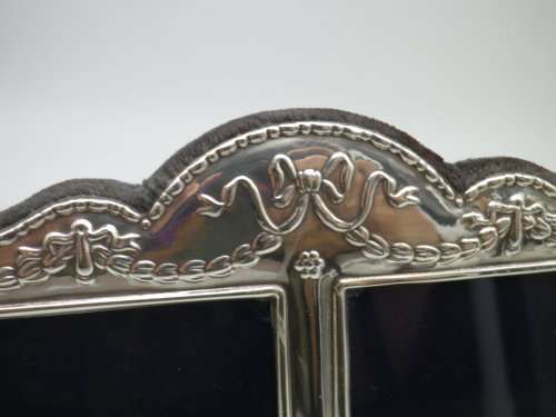 Ornate Double Hallmarked Sterling Silver Picture Frame. Sheffield, 2000 15.5 cm x 13 cm