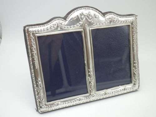 Ornate Double Hallmarked Sterling Silver Picture Frame. Sheffield, 2000 15.5 cm x 13 cm