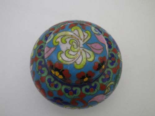 Chinese Cloisonne mini lidded ginger jar 7 cm.  Excellent Condition