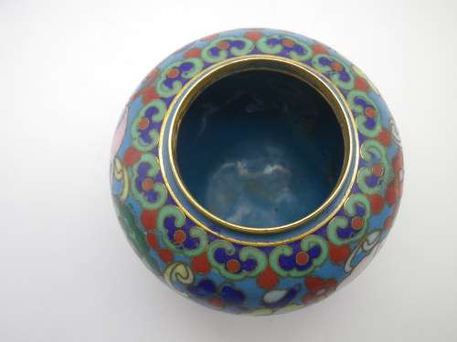 Chinese Cloisonne mini lidded ginger jar 7 cm.  Excellent Condition