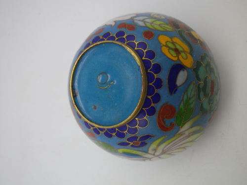 Chinese Cloisonne mini lidded ginger jar 7 cm.  Excellent Condition