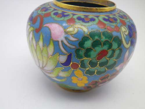 Chinese Cloisonne mini lidded ginger jar 7 cm.  Excellent Condition