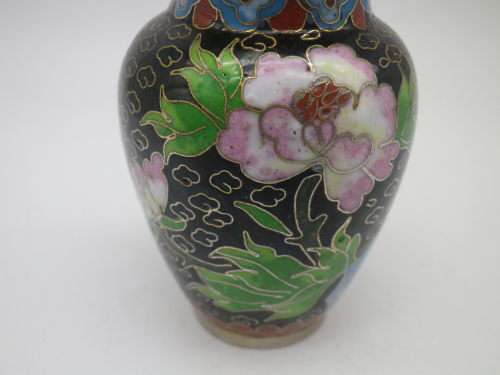 Chinese Cloisonne mini lidded pot 10.5 cm.CUTE!