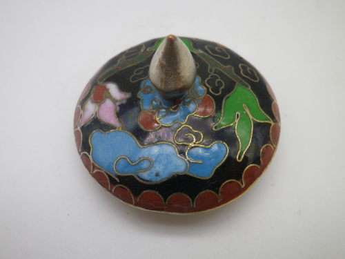 Chinese Cloisonne mini lidded pot 10.5 cm.CUTE!