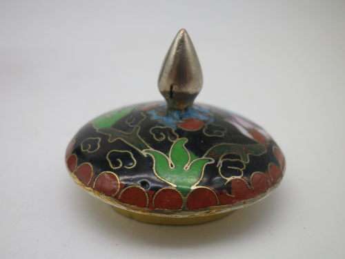 Chinese Cloisonne mini lidded pot 10.5 cm.CUTE!