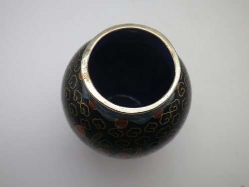 Chinese Cloisonne mini lidded pot 10.5 cm.CUTE!