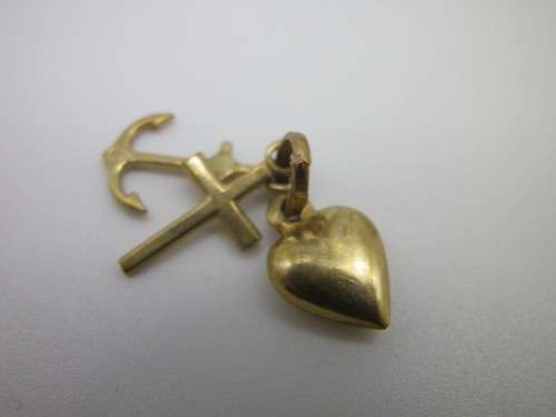 FOR NANCY ONLY PLEASE. 9ct Yellow Gold Charm - FAITH, HOPE AND CHARITYCROSS, HEART&ANCHOR